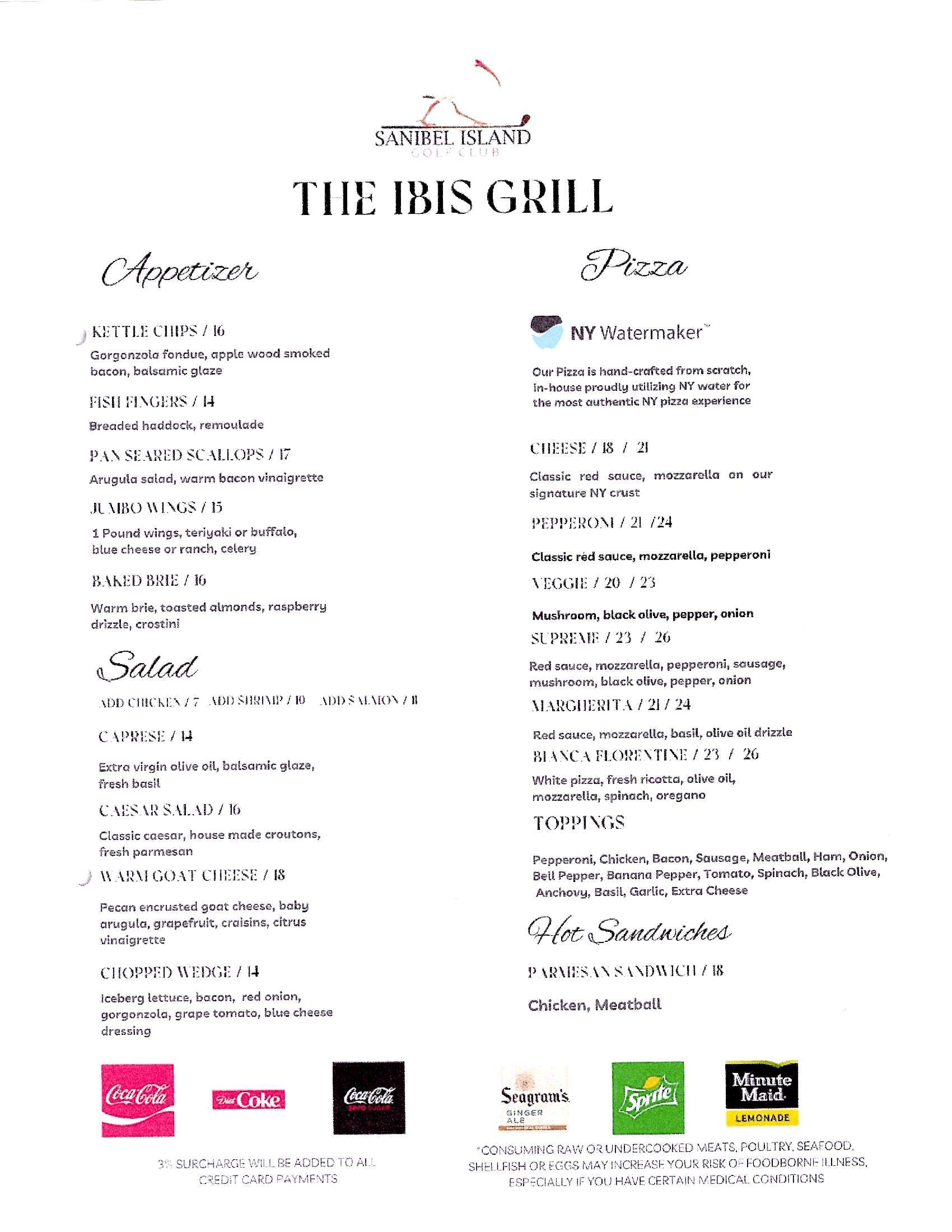 Ibis Grill Menu